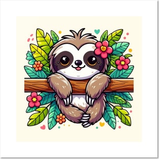 Cute Kawaii Sloth Posters and Art